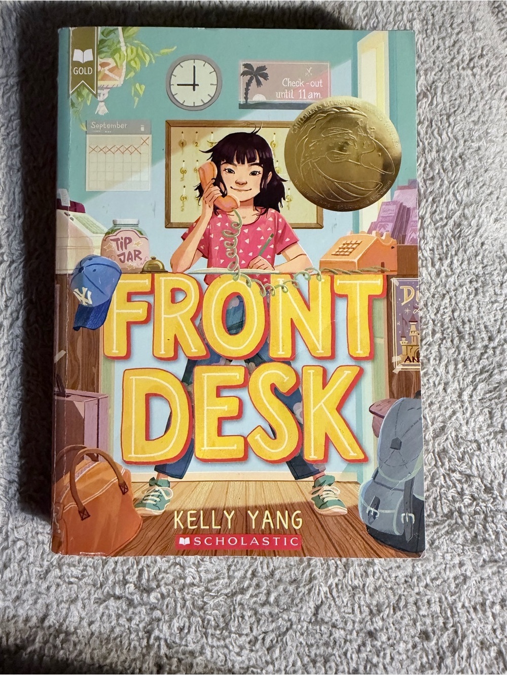 Scholastic Front Desk Hardcover Book — Aqua, Yellow, Pink Cover